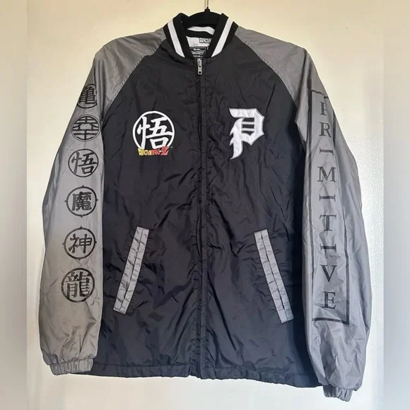 Dragon Ball Z Jacket Youth Boys XS Black Snake Dragon Varsity Skate Primitive - Picture 2 of 10